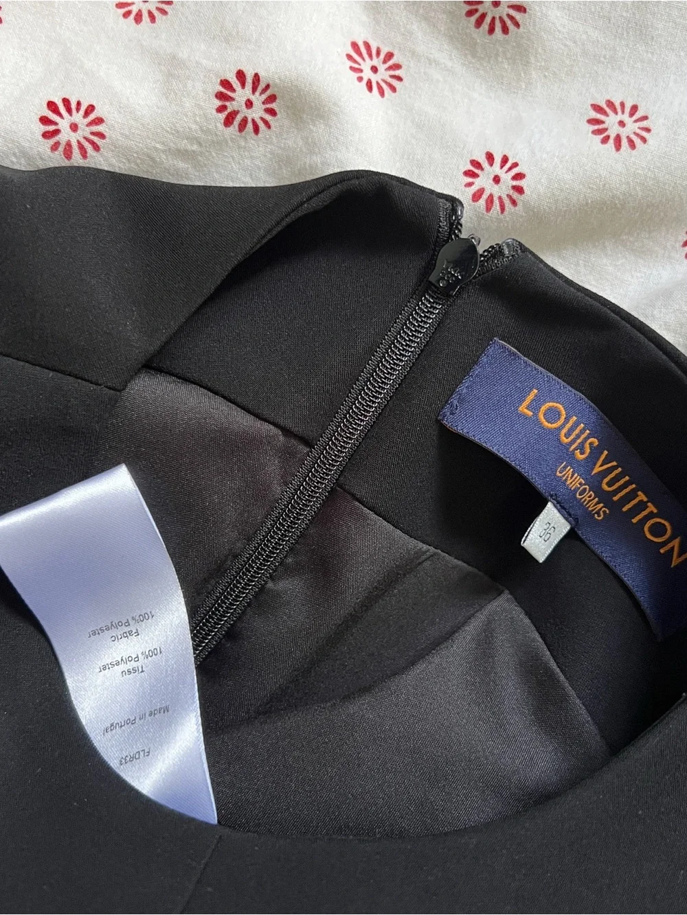Louis Vuitton Uniforms Black Short-Sleeve Mini Dress with Gold Buttons - Size 36